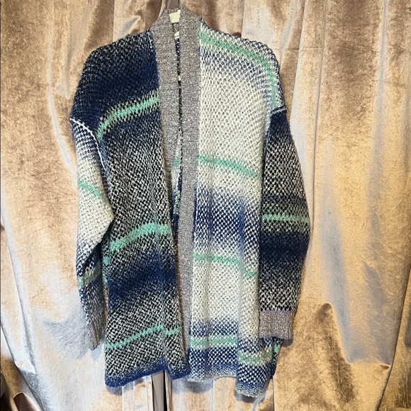 Free people Daydreamer Blue Green Oversized Boho Knit Cardigan Sparkling Sea - Picture 10 of 15